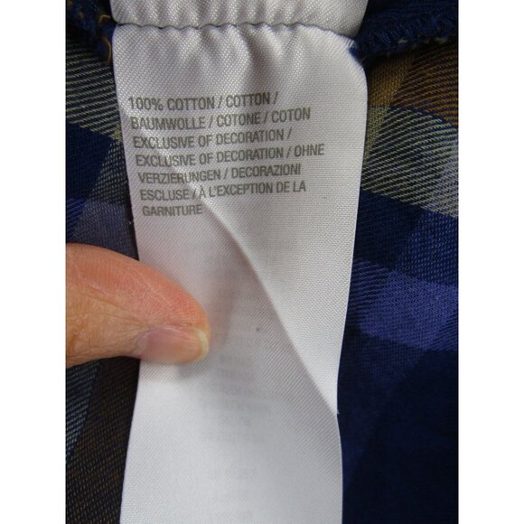 LOGO Lori Goldstein Top Small Button Down Shirt Plaid Pockets Lace - Picture 11 of 12